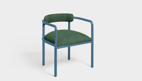 reddie-raw dining chair 61W x 56D x 69H *cm (45H seat height crushed) / Metal~Blue / Fabric~Davano Green Cinta metal arm chair