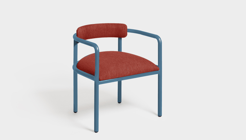 reddie-raw dining chair 61W x 56D x 69H *cm (45H seat height crushed) / Metal~Blue / Fabric~Davano Sangria Cinta metal arm chair