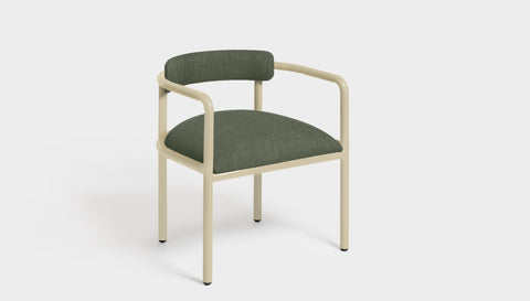 reddie-raw dining chair 61W x 56D x 69H *cm (45H seat height crushed) / Metal~Cream / Fabric~Blush Green Cinta metal arm chair