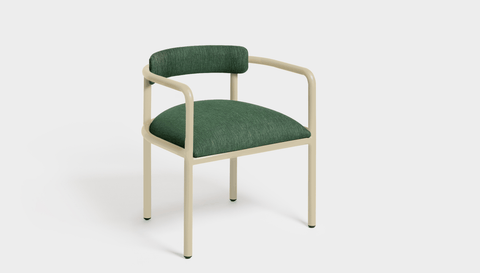 reddie-raw dining chair 61W x 56D x 69H *cm (45H seat height crushed) / Metal~Cream / Fabric~Davano Green Cinta metal arm chair