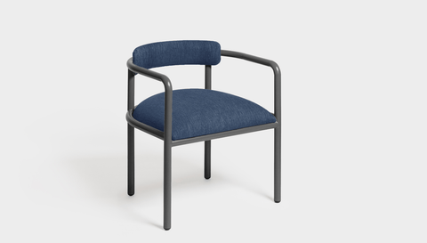reddie-raw dining chair 61W x 56D x 69H *cm (45H seat height crushed) / Metal~Grey / Fabric~Davano Cobalt Cinta metal arm chair