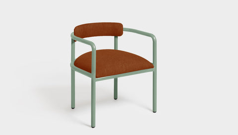 reddie-raw dining chair 61W x 56D x 69H *cm (45H seat height crushed) / Metal~Mint / Fabric~Blush Rust Cinta metal arm chair
