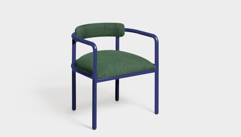 reddie-raw dining chair 61W x 56D x 69H *cm (45H seat height crushed) / Metal~Navy / Fabric~Davano Green Cinta metal arm chair