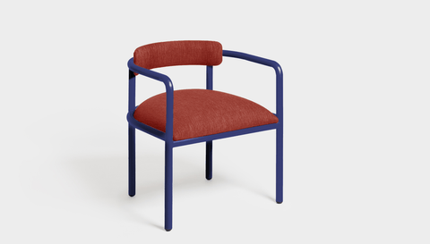 reddie-raw dining chair 61W x 56D x 69H *cm (45H seat height crushed) / Metal~Navy / Fabric~Davano Sangria Cinta metal arm chair