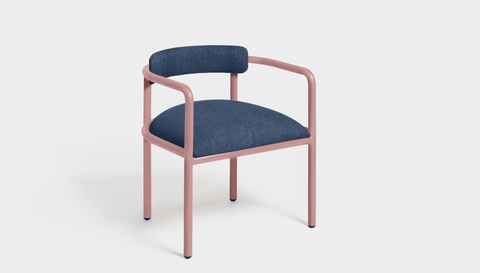 reddie-raw dining chair 61W x 56D x 69H *cm (45H seat height crushed) / Metal~Pink / Fabric~Davano Cobalt Cinta metal arm chair