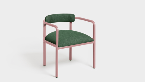 reddie-raw dining chair 61W x 56D x 69H *cm (45H seat height crushed) / Metal~Pink / Fabric~Davano Green Cinta metal arm chair