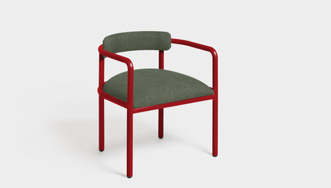 reddie-raw dining chair 61W x 56D x 69H *cm (45H seat height crushed) / Metal~Red / Fabric~Blush Green Cinta metal arm chair