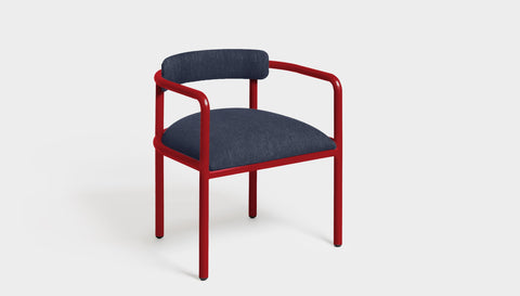 reddie-raw dining chair 61W x 56D x 69H *cm (45H seat height crushed) / Metal~Red / Fabric~Blush Navy Cinta metal arm chair