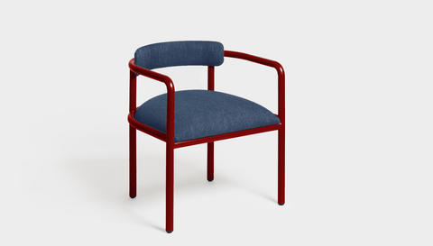 reddie-raw dining chair 61W x 56D x 69H *cm (45H seat height crushed) / Metal~Rust / Fabric~Davano Cobalt Cinta metal arm chair