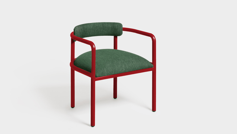 reddie-raw dining chair 61W x 56D x 69H *cm (45H seat height crushed) / Metal~Rust / Fabric~Davano Green Cinta metal arm chair