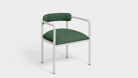 reddie-raw dining chair 61W x 56D x 69H *cm (45H seat height crushed) / Metal~White / Fabric~Davano Green Cinta metal arm chair