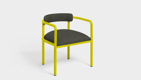 reddie-raw dining chair 61W x 56D x 69H *cm (45H seat height crushed) / Metal~Yellow / Fabric~Blush Antrazit Cinta metal arm chair