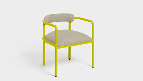 reddie-raw dining chair 61W x 56D x 69H *cm (45H seat height crushed) / Metal~Yellow / Fabric~Blush Cream Cinta metal arm chair
