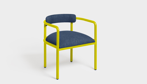 reddie-raw dining chair 61W x 56D x 69H *cm (45H seat height crushed) / Metal~Yellow / Fabric~Davano Cobalt Cinta metal arm chair
