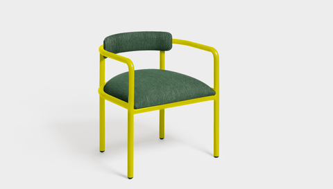 reddie-raw dining chair 61W x 56D x 69H *cm (45H seat height crushed) / Metal~Yellow / Fabric~Davano Green Cinta metal arm chair
