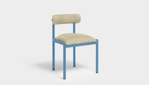reddie-raw dining chair 50W x 48D x 72H *cm (45H seat height crushed) / Metal~Blue / Fabric~Blush Cream Cinta metal dining chair