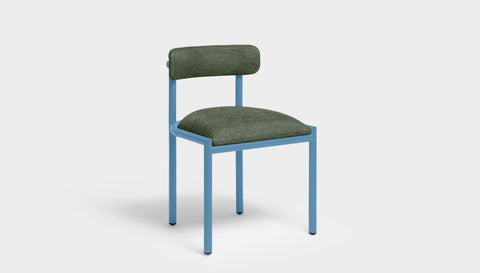 reddie-raw dining chair 50W x 48D x 72H *cm (45H seat height crushed) / Metal~Blue / Fabric~Blush Green Cinta metal dining chair