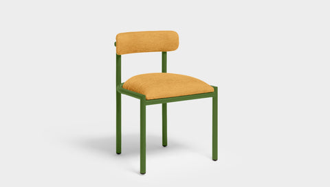 reddie-raw dining chair 50W x 48D x 72H *cm (45H seat height crushed) / Metal~Green / Fabric~Blush Curry Cinta metal dining chair