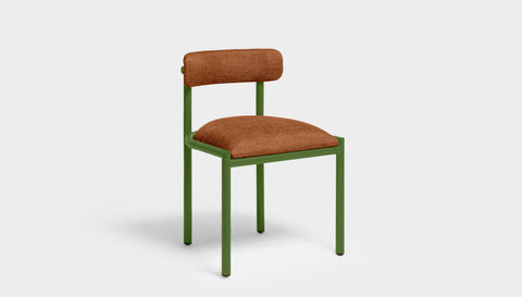 reddie-raw dining chair 50W x 48D x 72H *cm (45H seat height crushed) / Metal~Green / Fabric~Blush Rust Cinta metal dining chair