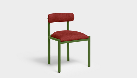 reddie-raw dining chair 50W x 48D x 72H *cm (45H seat height crushed) / Metal~Green / Fabric~Davano Sangria Cinta metal dining chair