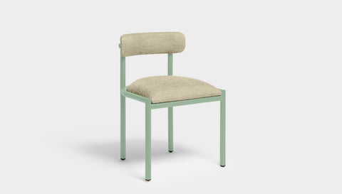 reddie-raw dining chair 50W x 48D x 72H *cm (45H seat height crushed) / Metal~Mint / Fabric~Blush Cream Cinta metal dining chair