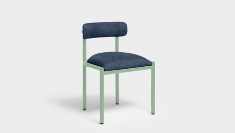 reddie-raw dining chair 50W x 48D x 72H *cm (45H seat height crushed) / Metal~Mint / Fabric~Blush Navy Cinta metal dining chair
