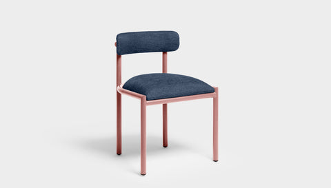 reddie-raw dining chair 50W x 48D x 72H *cm (45H seat height crushed) / Metal~Pink / Fabric~Blush Navy Cinta metal dining chair