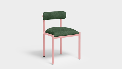 reddie-raw dining chair 50W x 48D x 72H *cm (45H seat height crushed) / Metal~Pink / Fabric~Davano Green Cinta metal dining chair