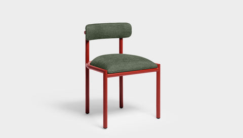 reddie-raw dining chair 50W x 48D x 72H *cm (45H seat height crushed) / Metal~Red / Fabric~Blush Green Cinta metal dining chair