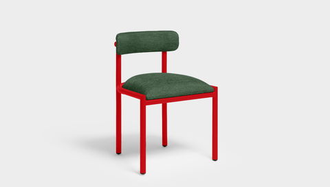 reddie-raw dining chair 50W x 48D x 72H *cm (45H seat height crushed) / Metal~Red / Fabric~Davano Green Cinta metal dining chair