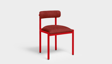 reddie-raw dining chair 50W x 48D x 72H *cm (45H seat height crushed) / Metal~Red / Fabric~Davano Sangria Cinta metal dining chair