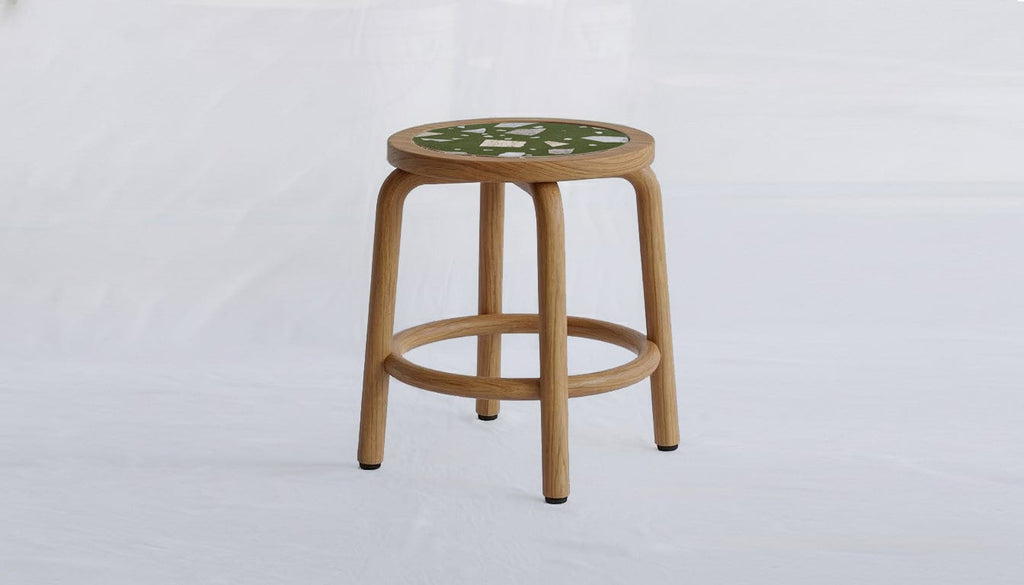 reddie-raw square side table 36W dia x 45H *cm / COMBO~Eucalyptus / Solid Reclaimed Teak Wood~Natural COMBO | Milton Low Stool