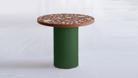 reddie-raw round 90dia x 76H *cm / COMBO~Clay / Metal~Green Dora Drum Table Round