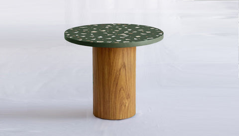 reddie-raw round 90dia x 76H *cm / COMBO~Eucalyptus / Solid Reclaimed Teak Wood~Natural Dora Drum Table Round