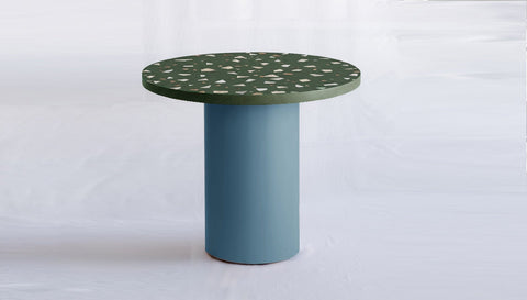 reddie-raw round 100dia x 75H *cm / Collab~Green / Metal~Blue Dora Drum Table Round - COLLAB