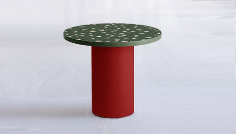 reddie-raw round 100dia x 75H *cm / Collab~Green / Metal~Red Dora Drum Table Round - COLLAB