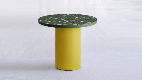 reddie-raw round 100dia x 75H *cm / Collab~Green / Metal~Yellow Dora Drum Table Round - COLLAB