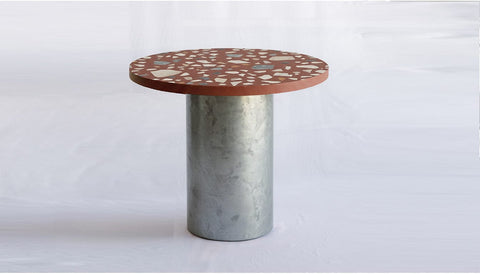 reddie-raw round 100dia x 75H *cm / Collab~Pink / Metal~Galvanised Dora Drum Table Round - COLLAB
