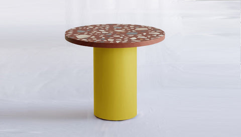 reddie-raw round 100dia x 75H *cm / Collab~Pink / Metal~Yellow Dora Drum Table Round - COLLAB