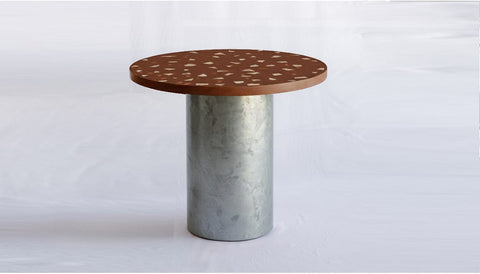 reddie-raw round 100dia x 75H *cm / Collab~Rust / Metal~Galvanised Dora Drum Table Round - COLLAB