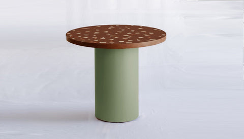 reddie-raw round 100dia x 75H *cm / Collab~Rust / Metal~Mint Dora Drum Table Round - COLLAB