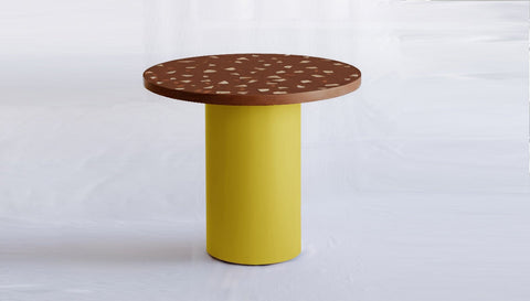 reddie-raw round 100dia x 75H *cm / Collab~Rust / Metal~Yellow Dora Drum Table Round - COLLAB