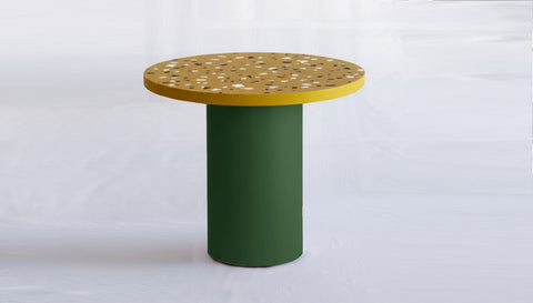 reddie-raw round 100dia x 75H *cm / Collab~Yellow / Metal~Green Dora Drum Table Round - COLLAB