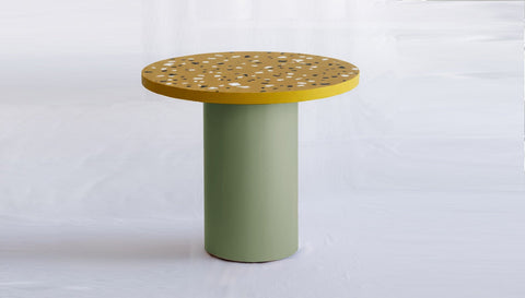 reddie-raw round 100dia x 75H *cm / Collab~Yellow / Metal~Mint Dora Drum Table Round - COLLAB