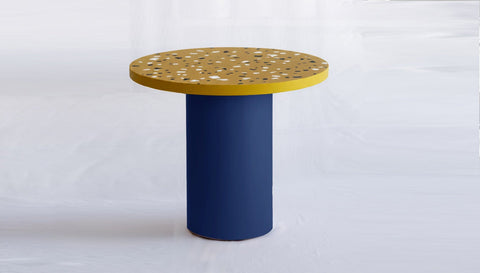 reddie-raw round 100dia x 75H *cm / Collab~Yellow / Metal~Navy Dora Drum Table Round - COLLAB
