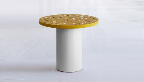 reddie-raw round 100dia x 75H *cm / Collab~Yellow / Metal~White Dora Drum Table Round - COLLAB