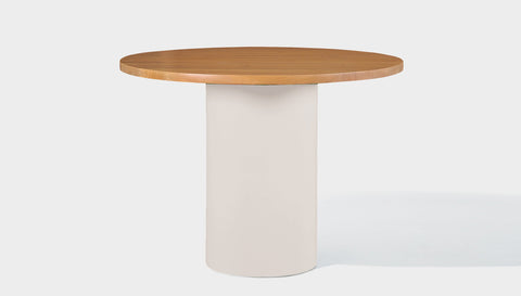 reddie-raw round 100dia x 75H *cm / Solid Reclaimed Teak Wood~Natural / Metal~Cream Dora Drum Table Round - Wood