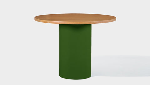 reddie-raw round 100dia x 75H *cm / Solid Reclaimed Teak Wood~Natural / Metal~Green Dora Drum Table Round - Wood