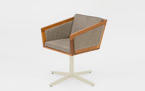 reddie-raw stool 50W x 48D x 72H *cm (45H seat height crushed) / 100% Wool Fabric~Textile 23 402 black stripe / Metal~Cream Jay Swivel Chair