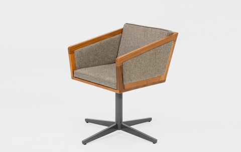 reddie-raw stool 50W x 48D x 72H *cm (45H seat height crushed) / 100% Wool Fabric~Textile 23 402 black stripe / Metal~Grey Jay Swivel Chair